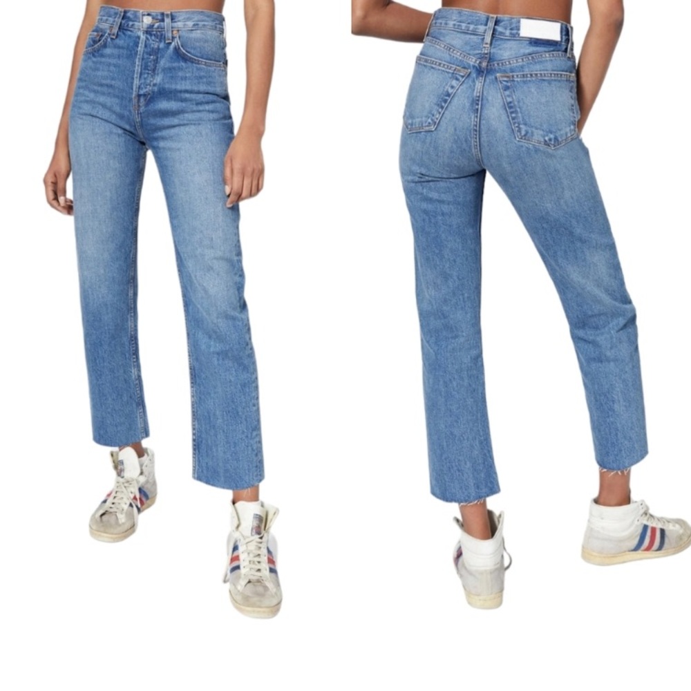 RE/DONE High Rise stove pipe stretch jeans